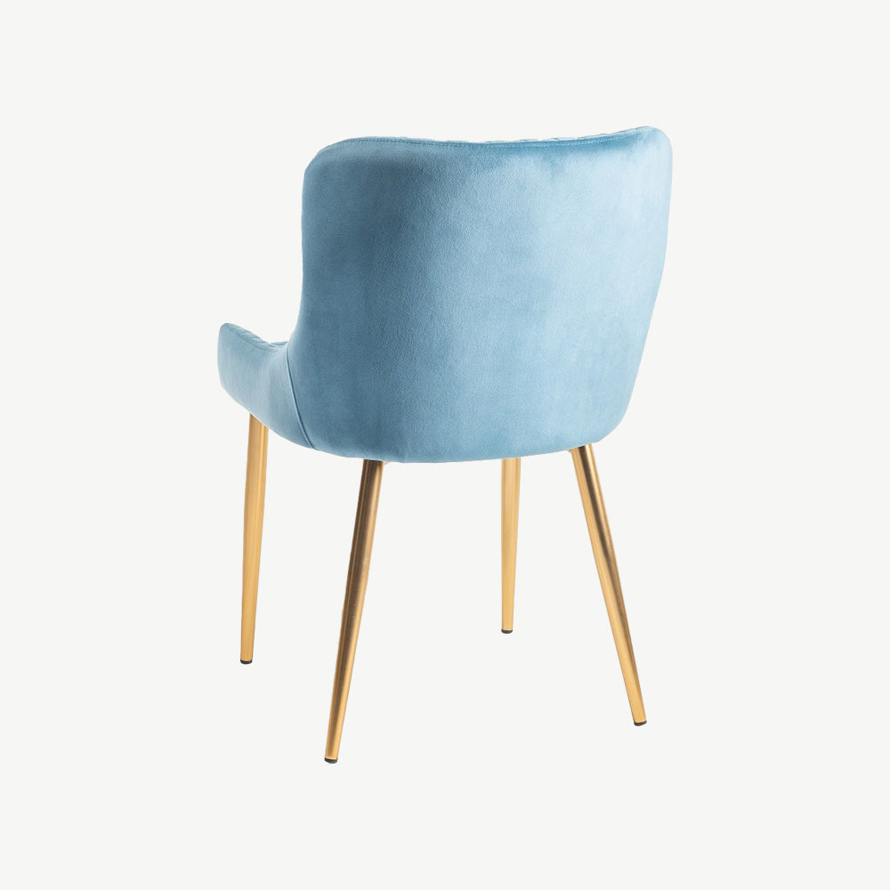 Alberta Chair in Petrol Blue Velvet with Gold Legs