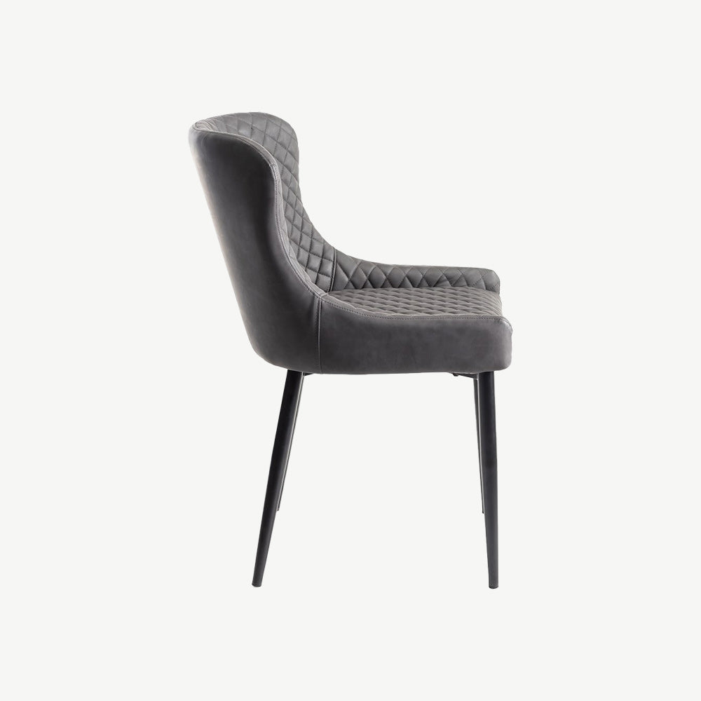 Alberta Chair in Dark Grey Faux Leather with Black Legs