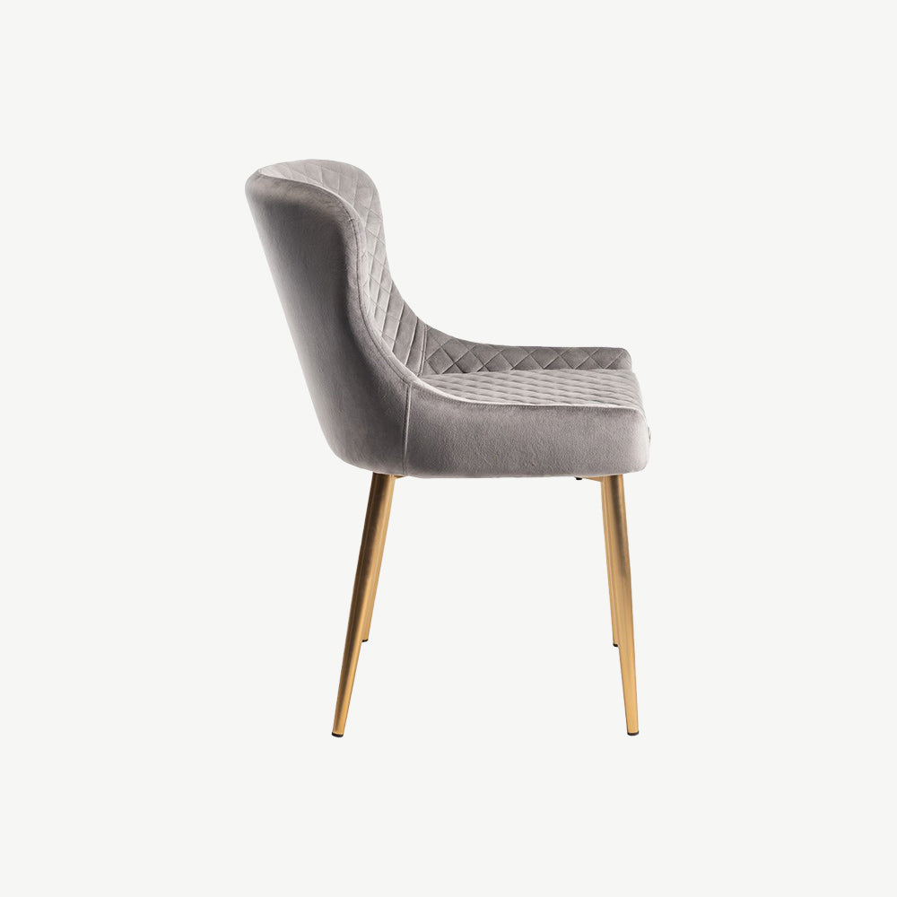 Alberta Chair in Grey Velvet with Gold Legs