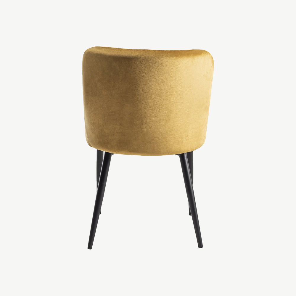 Alberta Chair in Mustard Velvet with Black Legs