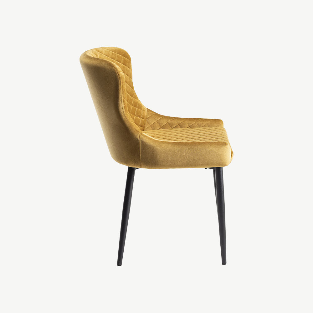 Alberta Chair in Mustard Velvet with Black Legs