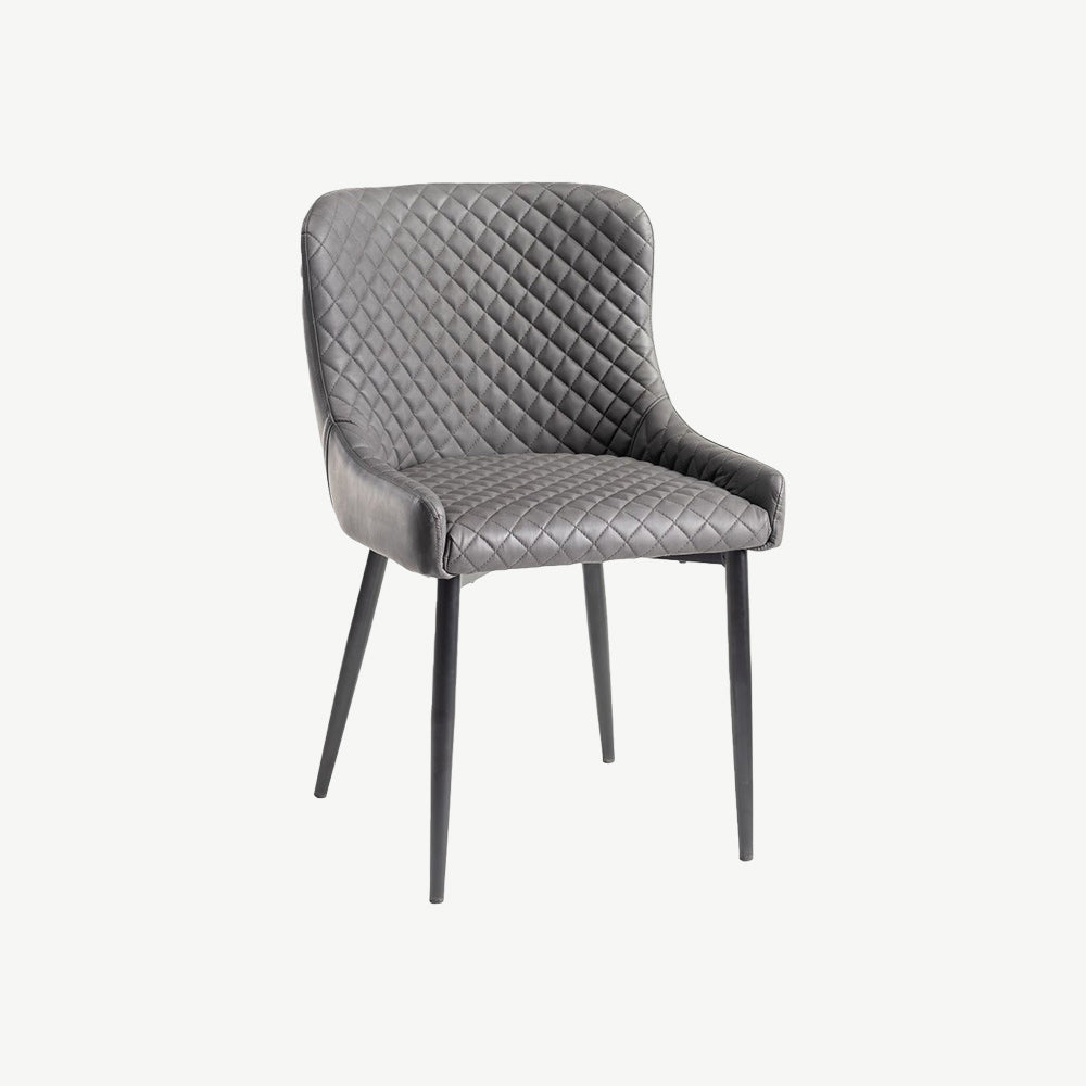 Alberta Chair in Dark Grey Faux Leather with Black Legs