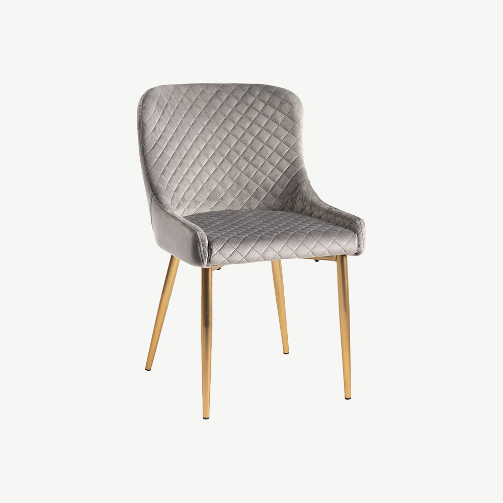 Alberta Chair in Grey Velvet with Gold Legs