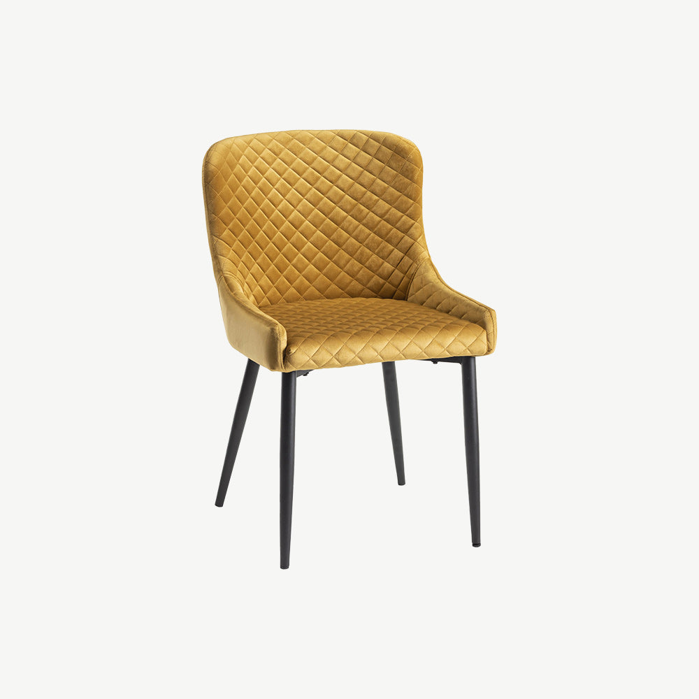 Alberta Chair in Mustard Velvet with Black Legs