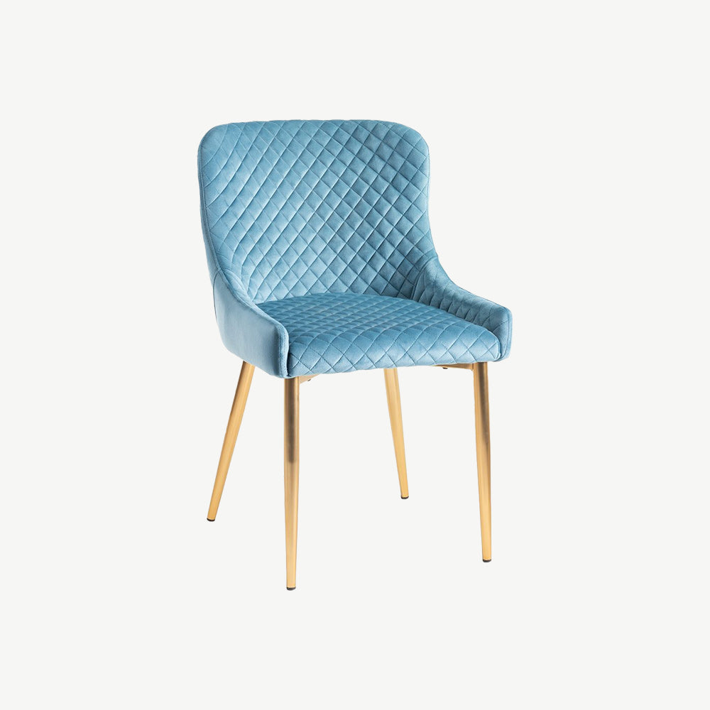 Alberta Chair in Petrol Blue Velvet with Gold Legs