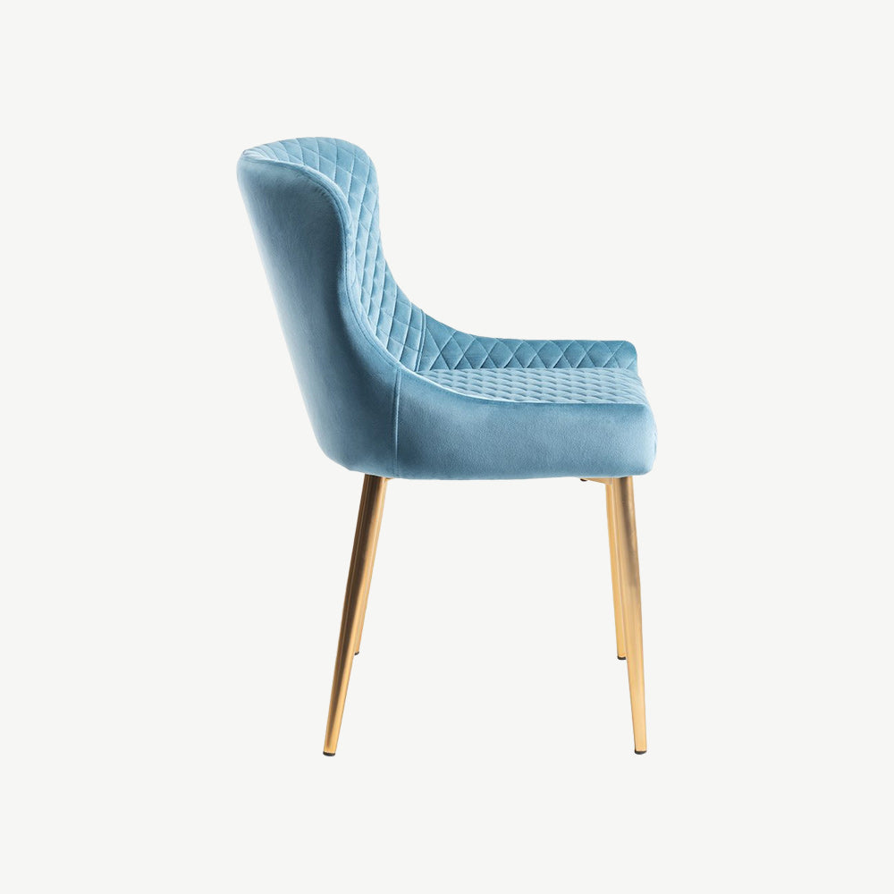 Alberta Chair in Petrol Blue Velvet with Gold Legs