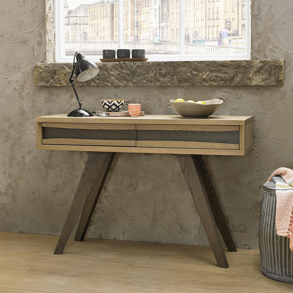 Flux Aged Oak Console Table with Drawers