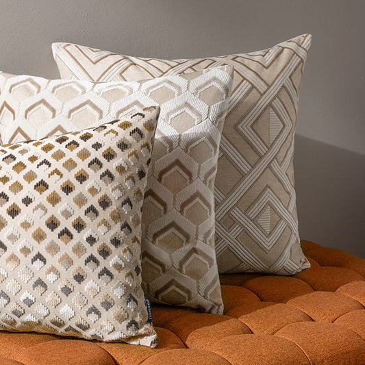 Patterned Warm Taupe Cushion
