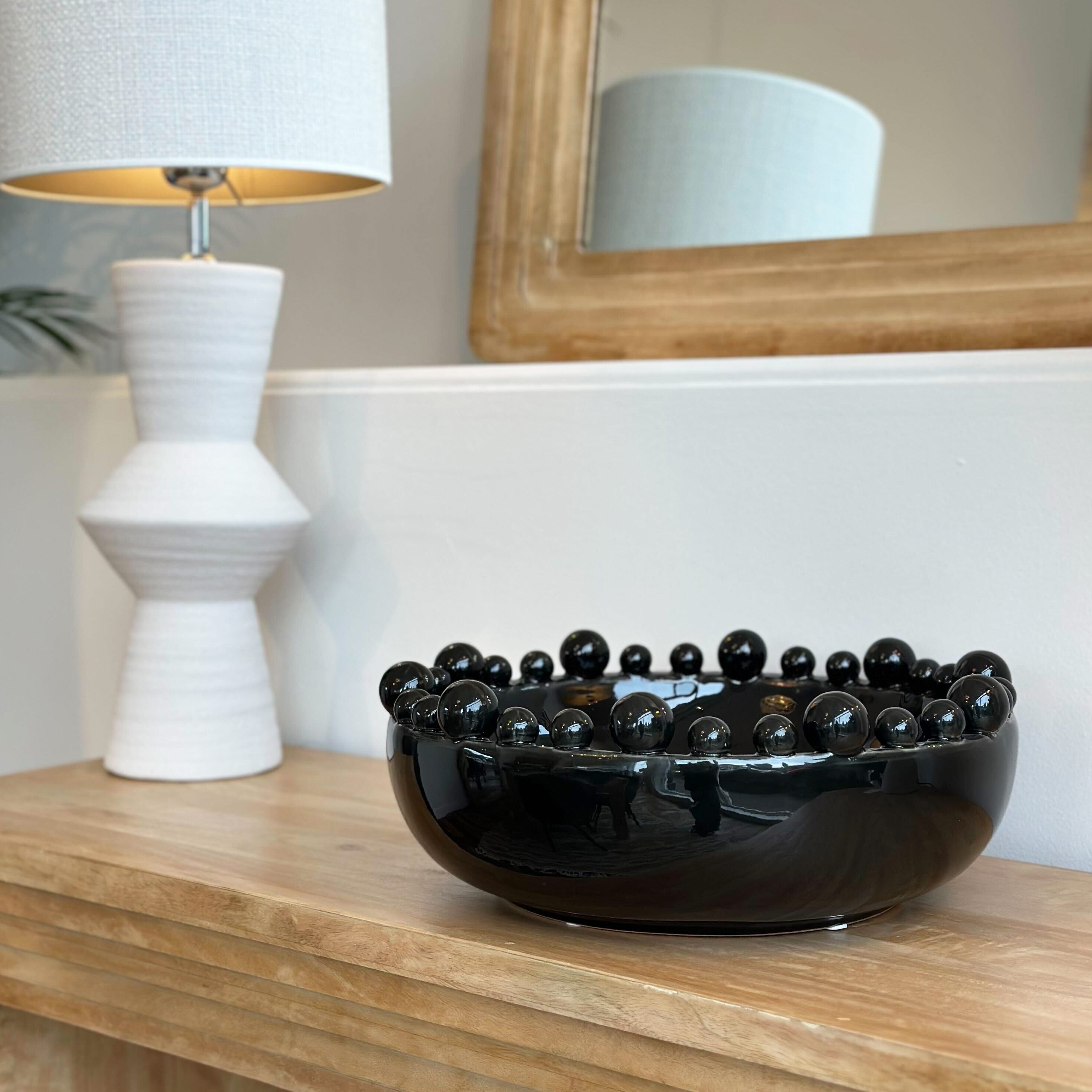 Ceramic Bobble Edged Bowl in Black