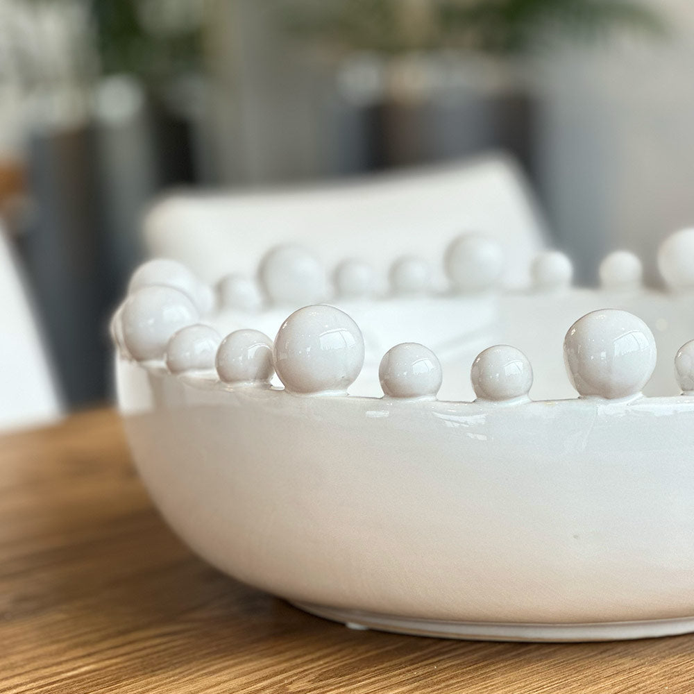 Ceramic Bobble Edged Bowl in White