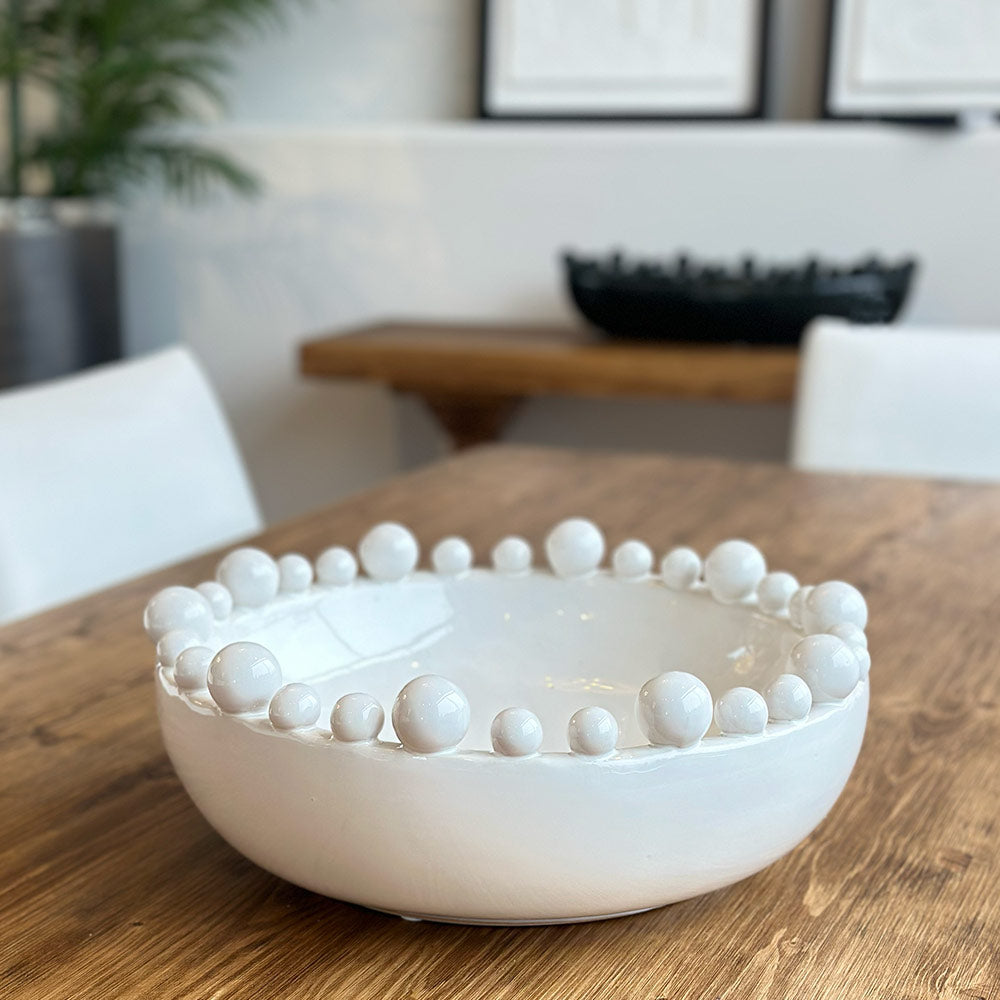 Ceramic Bobble Edged Bowl in White