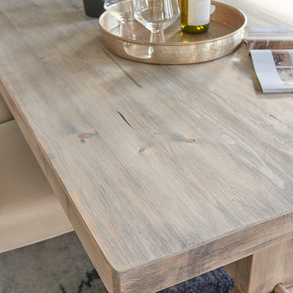 Reclaimed wood dining table in natural finish