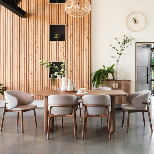 Mango wood rectangular dining table with travertine stone top
