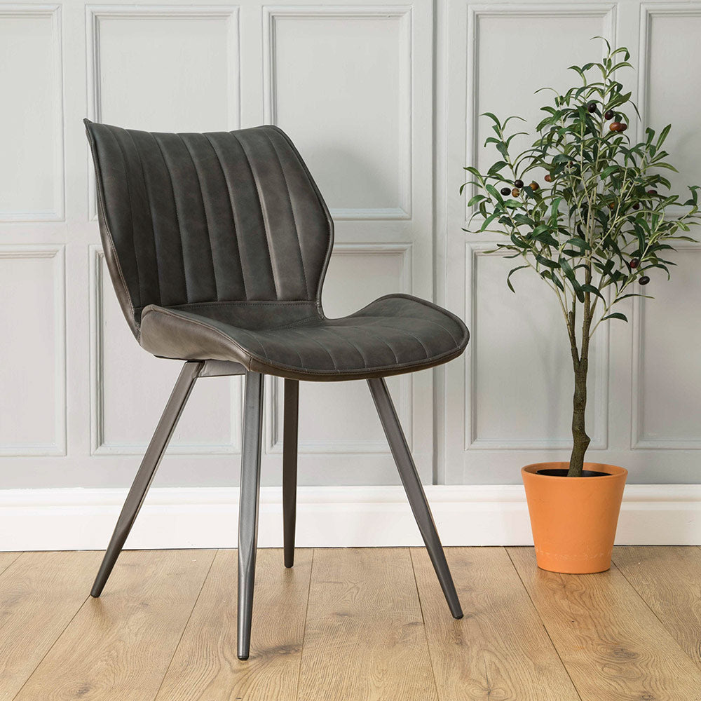 Hudson Vegan Leather Dining Chair in Grey