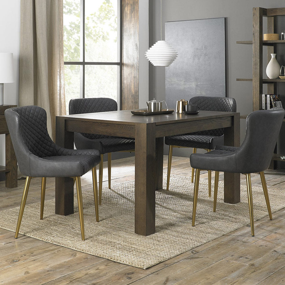 Alberta Chair in Dark Grey Faux Leather with Gold Legs