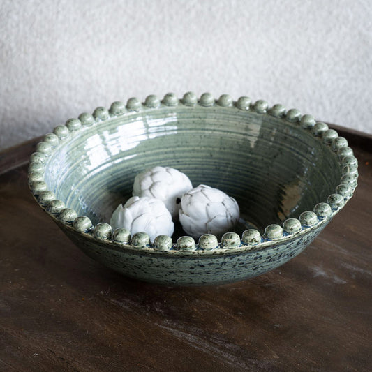 Mediterranean Reactive Glaze Ceramic Bowl in Green