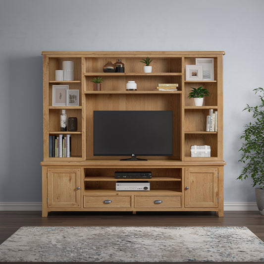 Medway Oak Media Bookcase & TV Unit