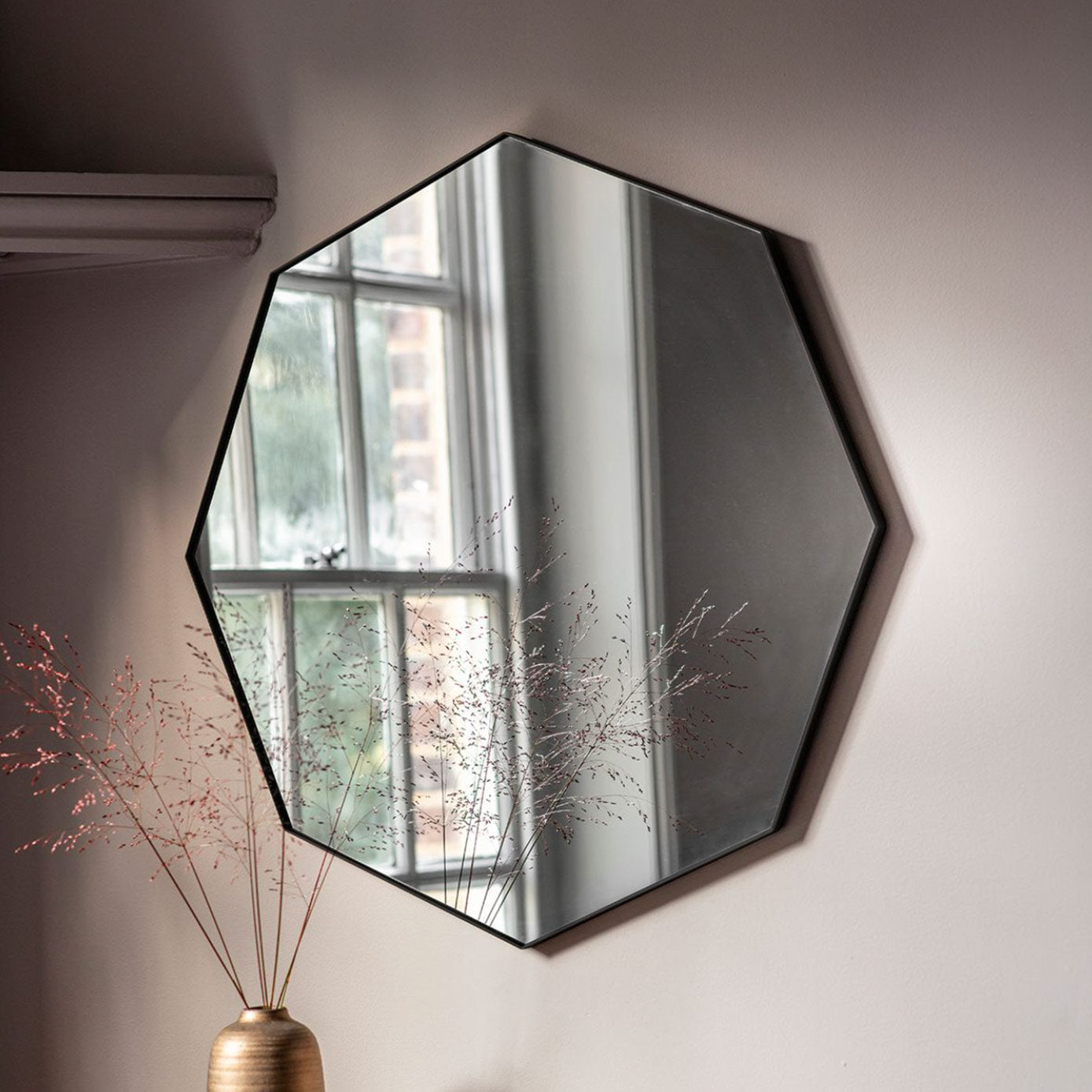 Octagon Mirror in Black