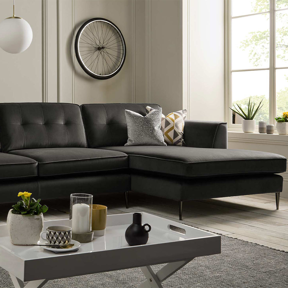 Purley Chaise Sofa in Plush-Slate
