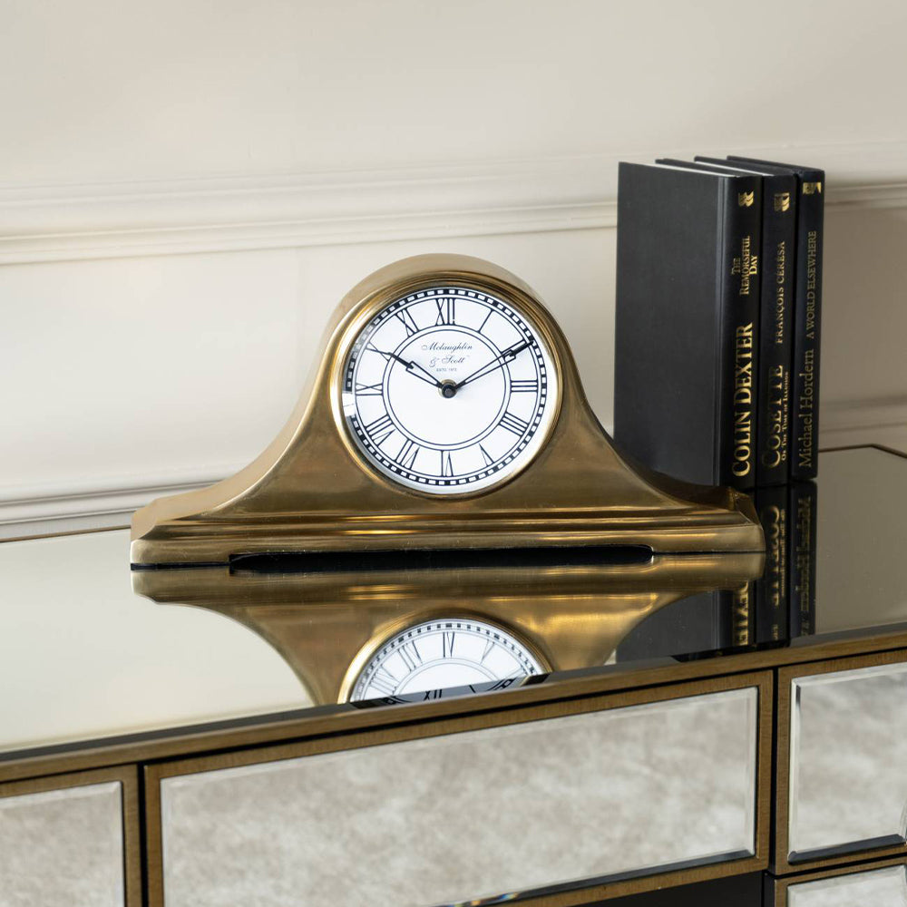 Retro Carriage Mantel Clock in Brass Finish