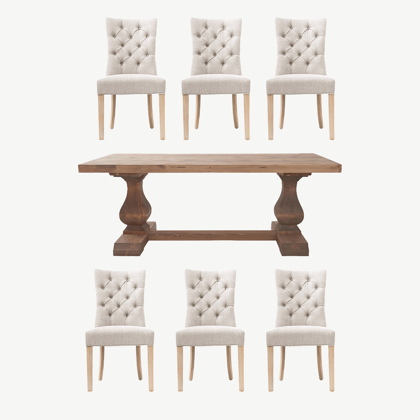 Roslyn Table & 6 Poppy Natural Chairs Set