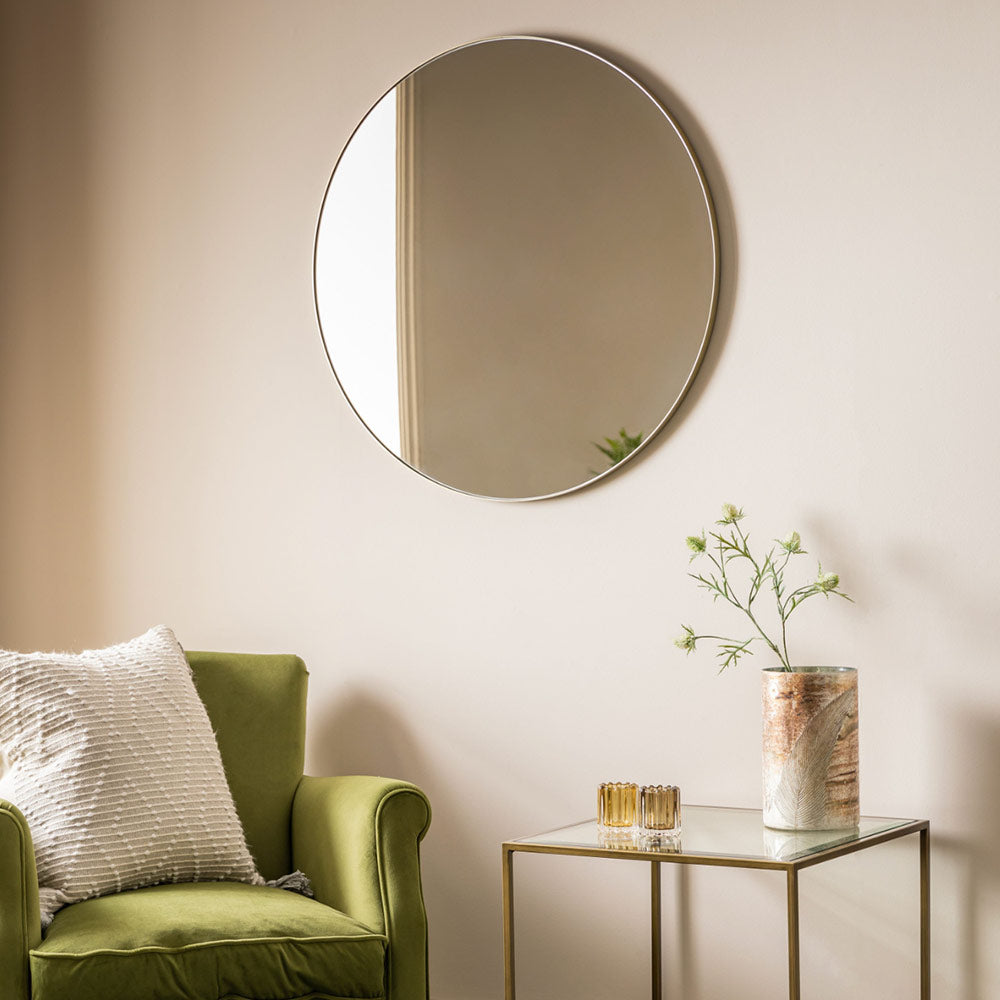 Round Mirror in Champagne