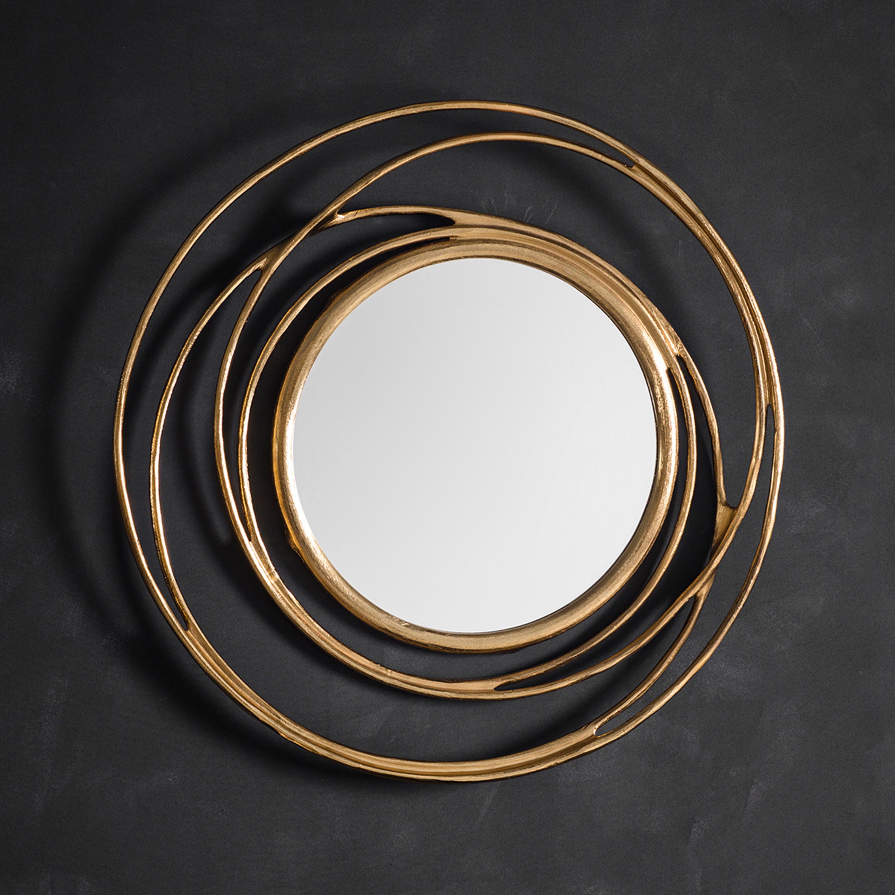 Satin round Gold Looping Circles Mirror