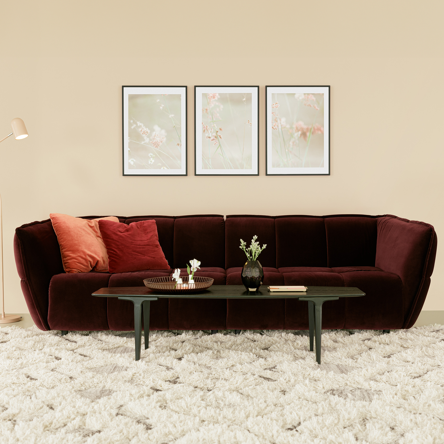 Sits Clyde 4 Seater Sofa in Wine-Red