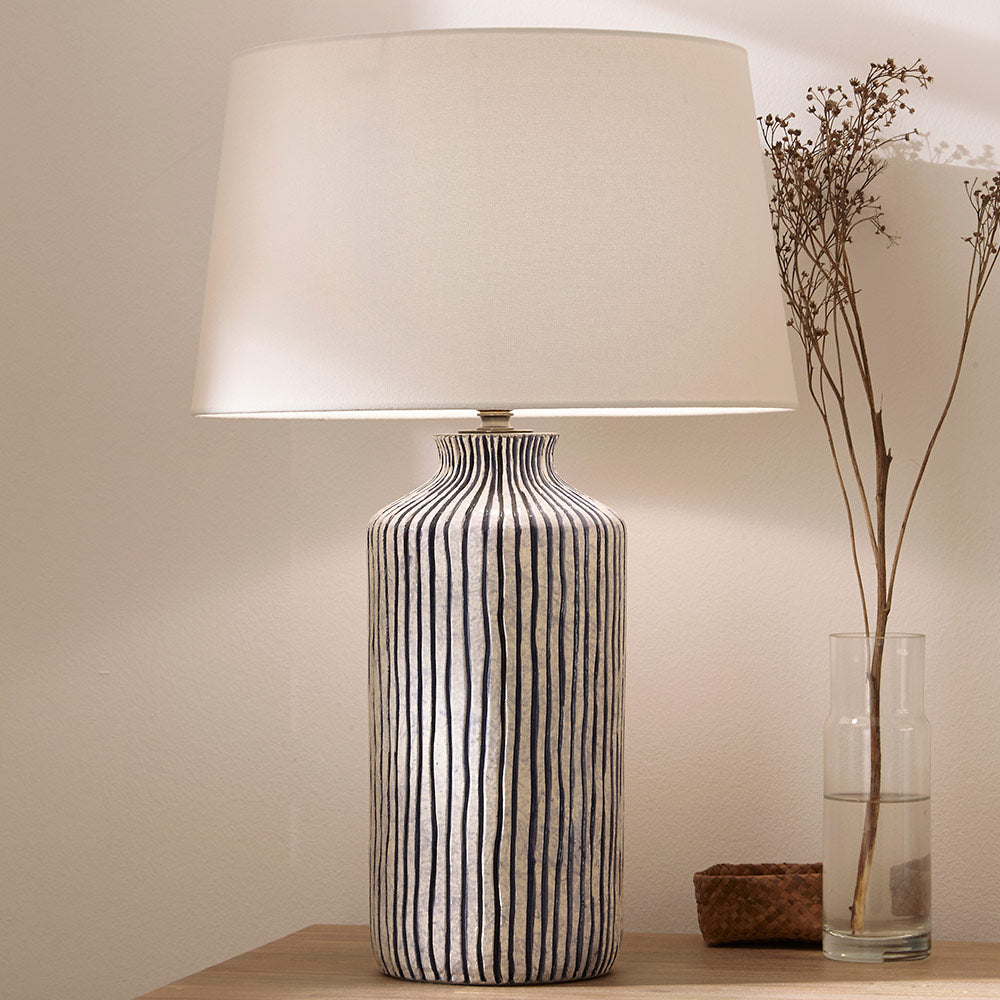 Striped Stoneware Table Lamp