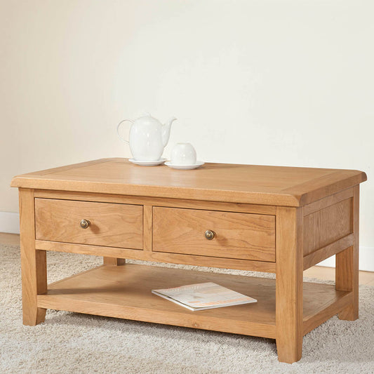 Solid wood coffee table in natural oak finish