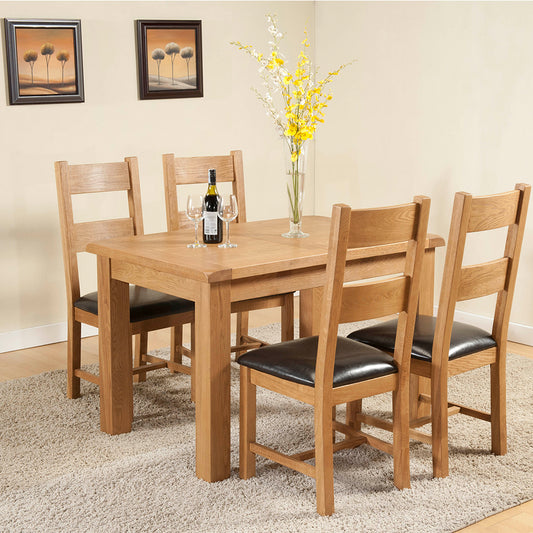 Solid wood extending dining table in natural oak finish