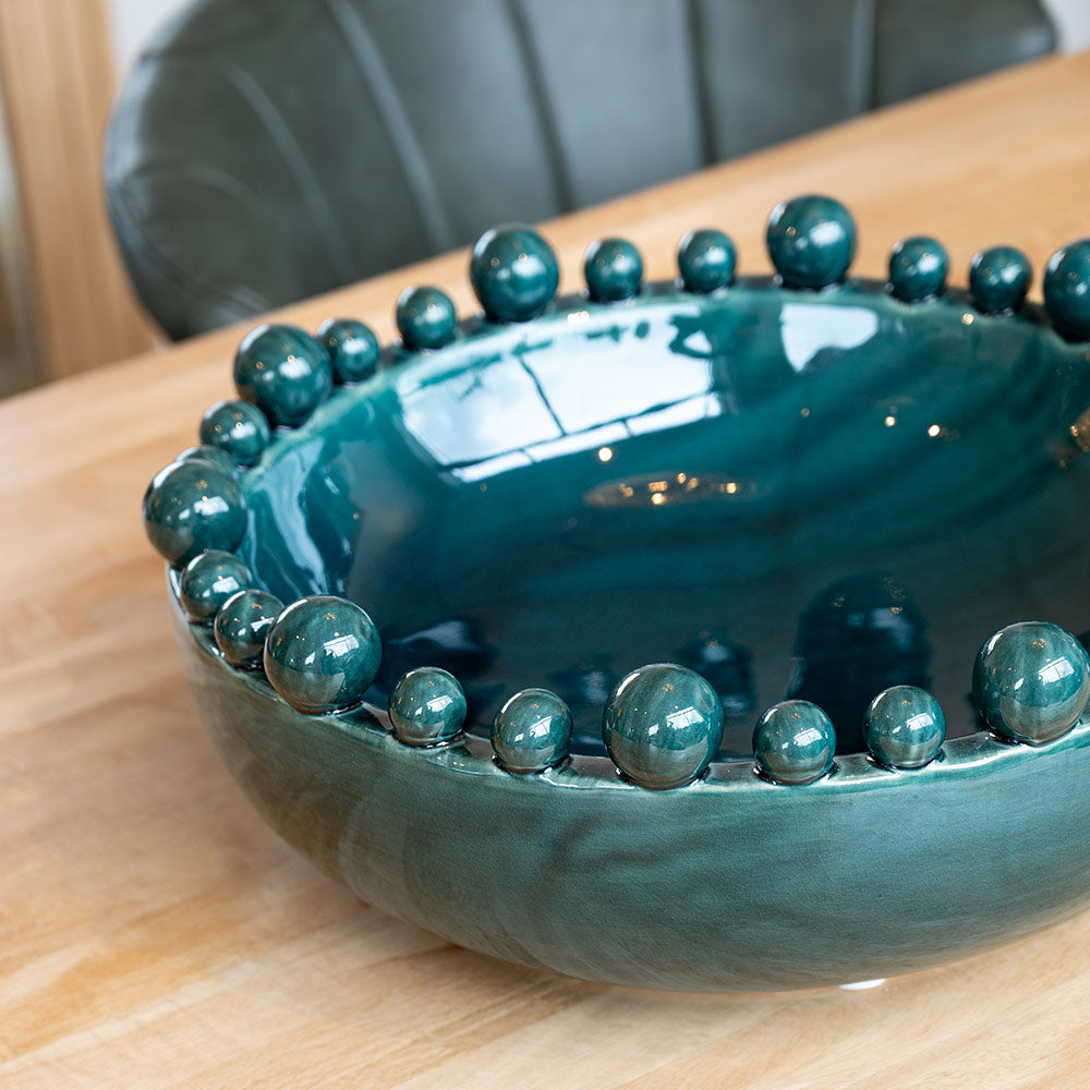 Teal Ceramic Bobble Bowl