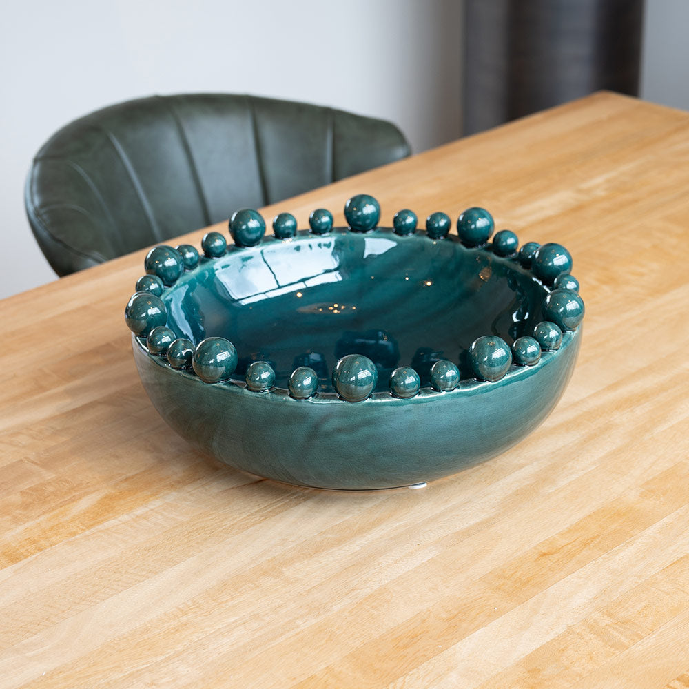 Teal Ceramic Bobble Bowl