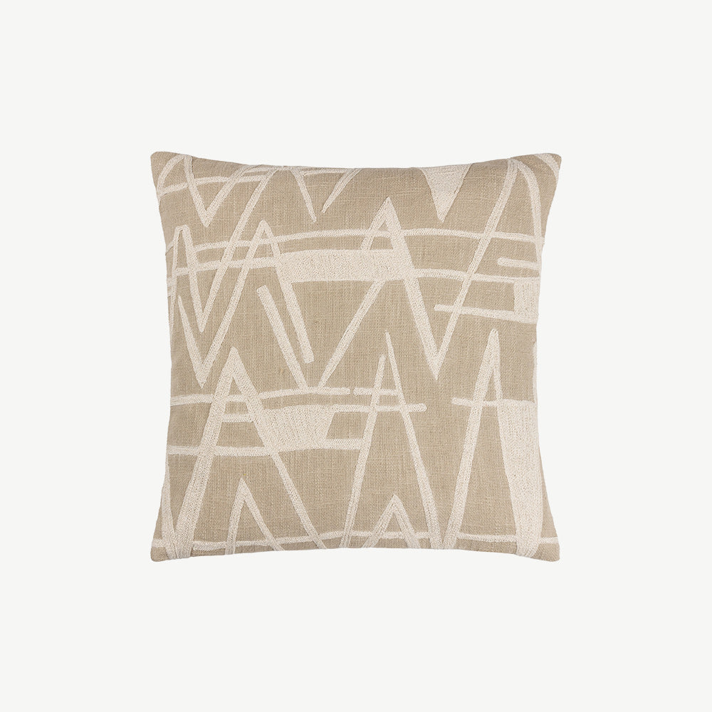 Angular Embroided Cushion in Tofu