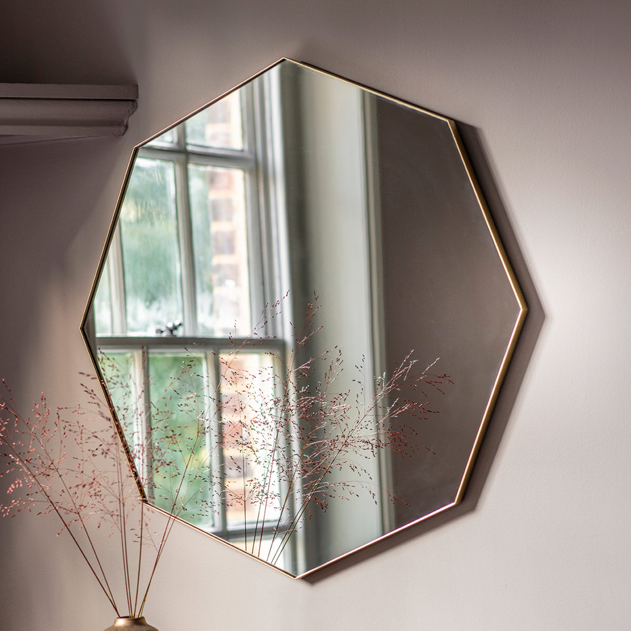 Octagon Mirror in Champagne