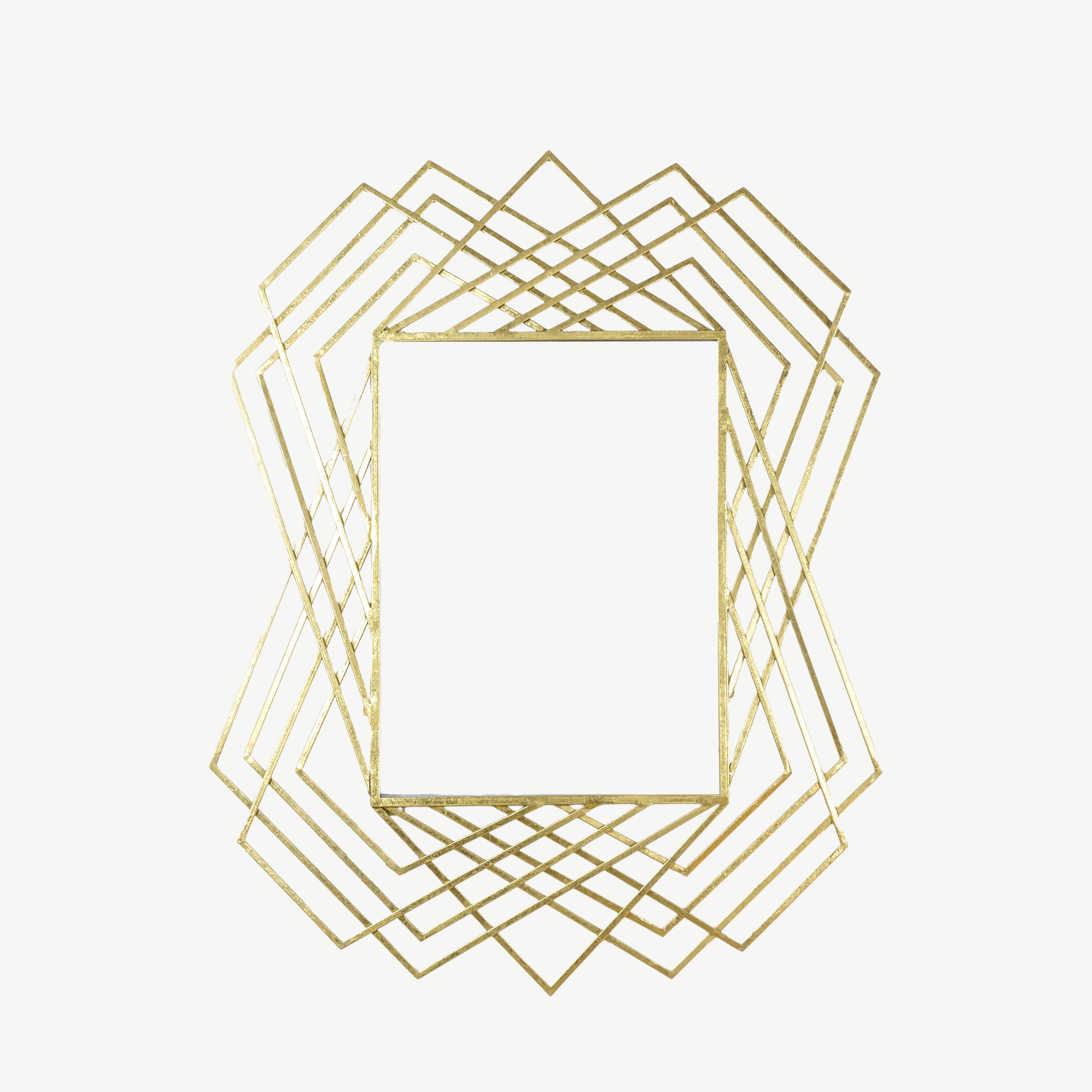 Geometric Frame Mirror in Gold