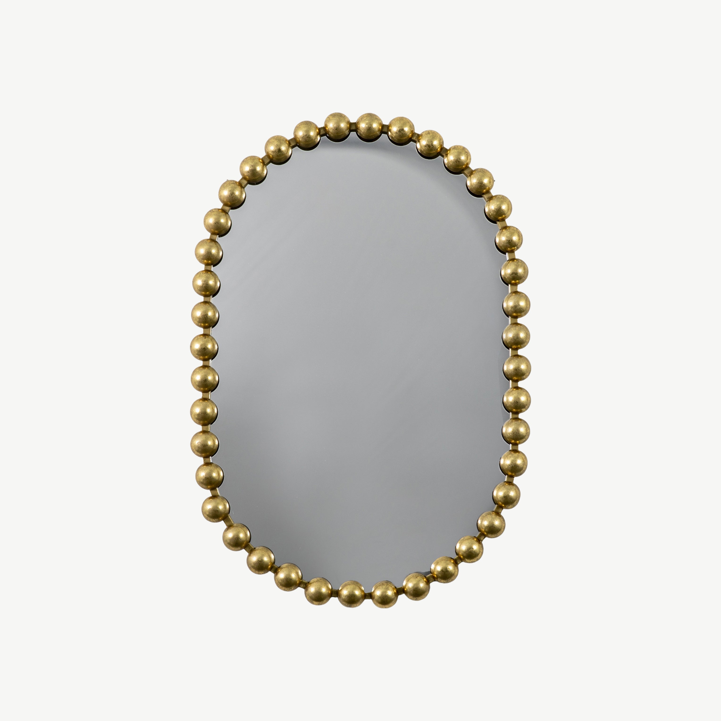 Oval Beaded Mirror in Gold