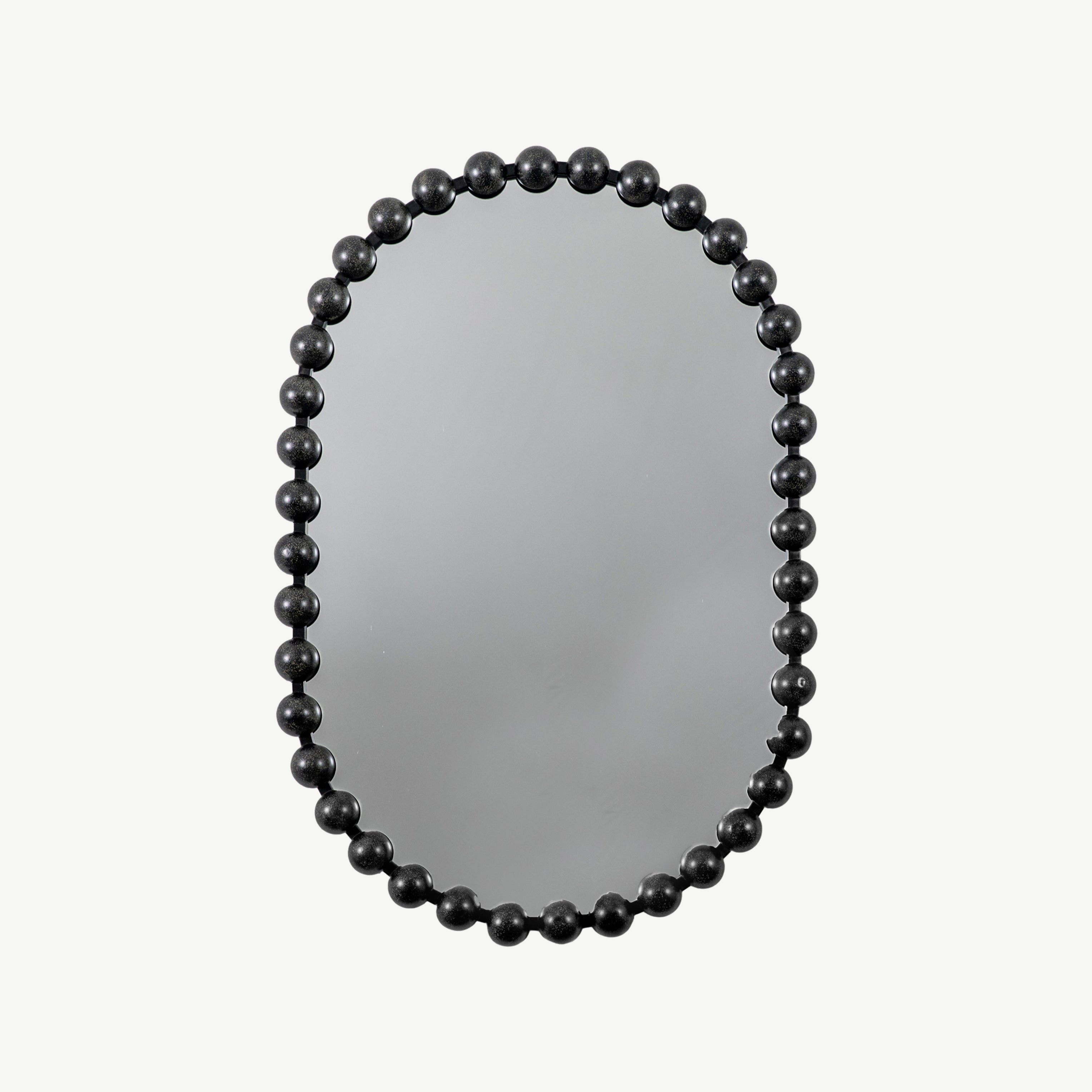 Oval Beaded Mirror in Black