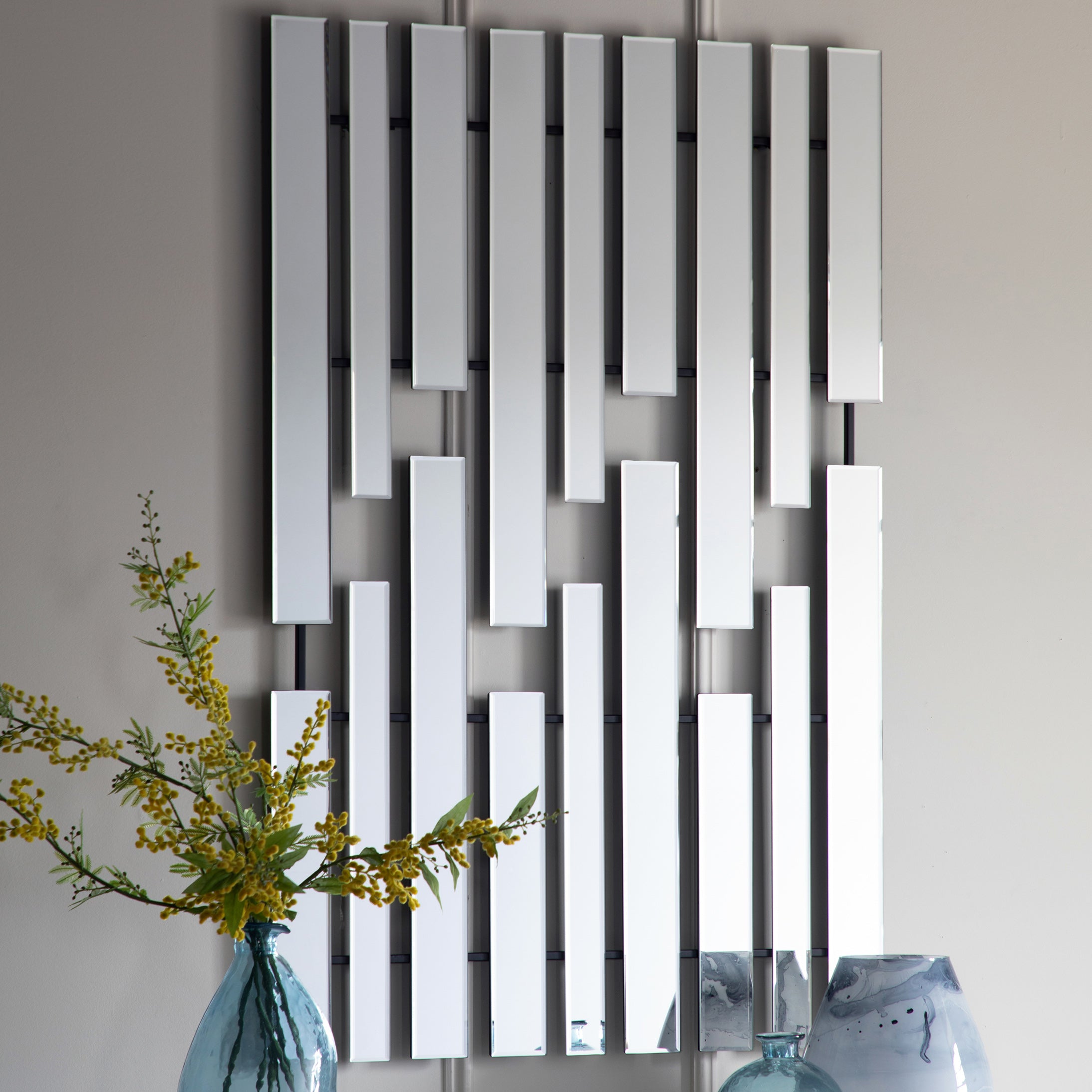 Rectangle Block Panel Mirror in Black