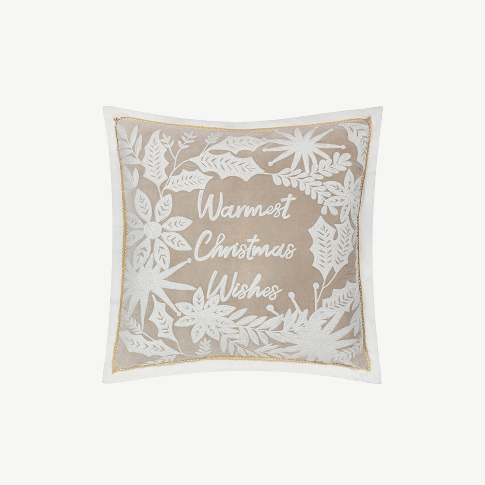 Winter Warmest Wishes Embroidered Cushion