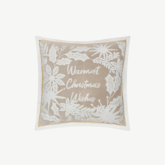 Winter Warmest Wishes Embroidered Cushion