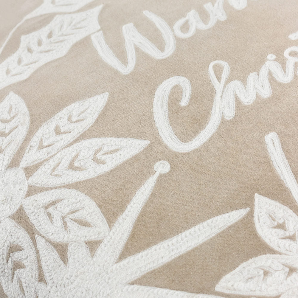 Winter Warmest Wishes Embroidered Cushion