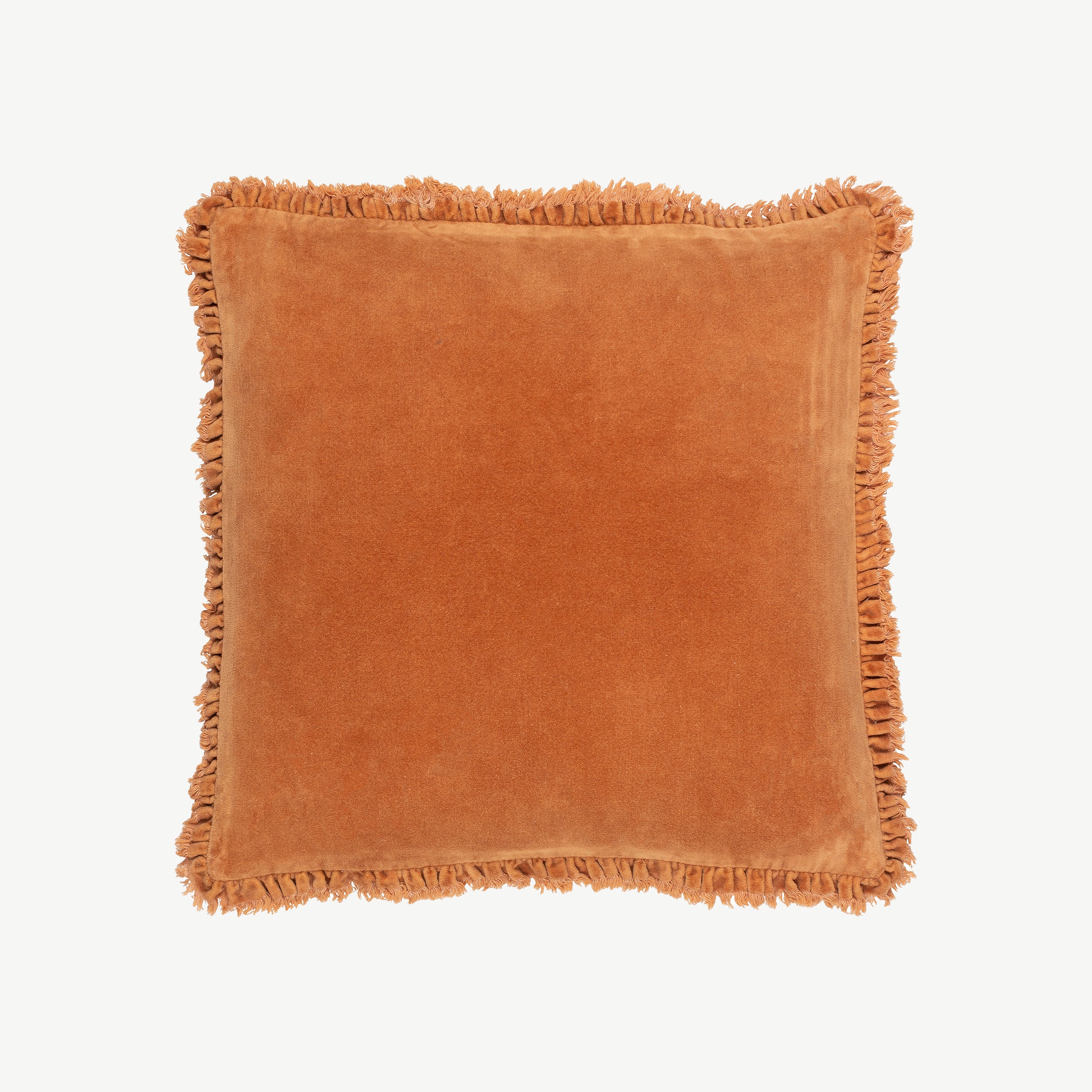 Washed Cotton Cushion in Rust