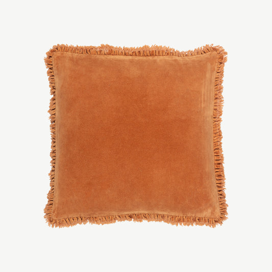 Washed Cotton Cushion in Rust