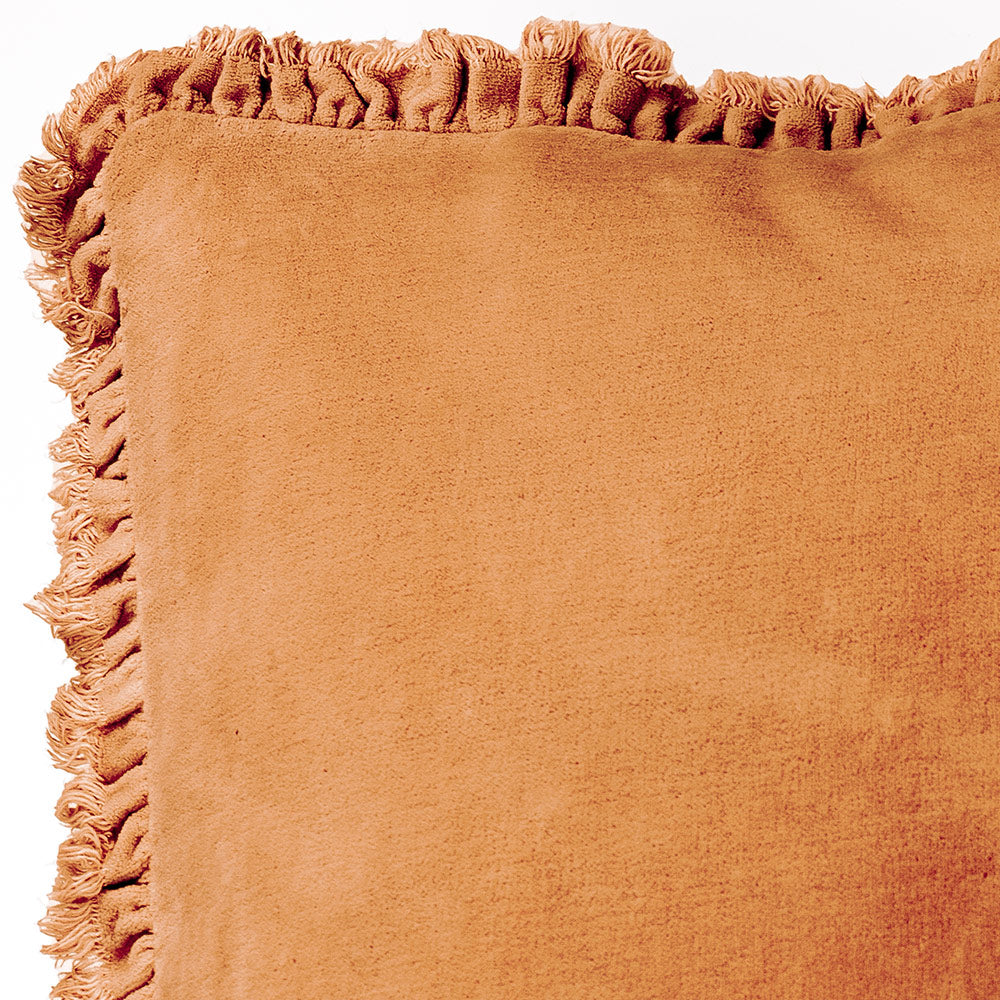 Washed Cotton Cushion in Rust