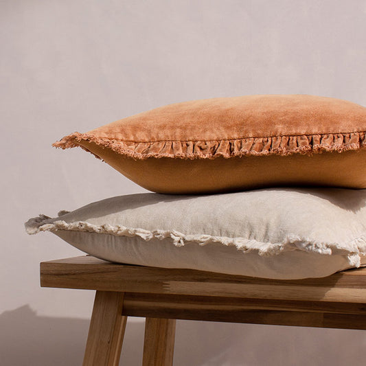 Washed Cotton Cushion in Natural