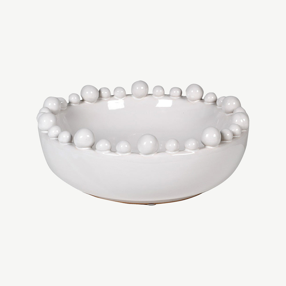 Ceramic Bobble Edged Bowl in White