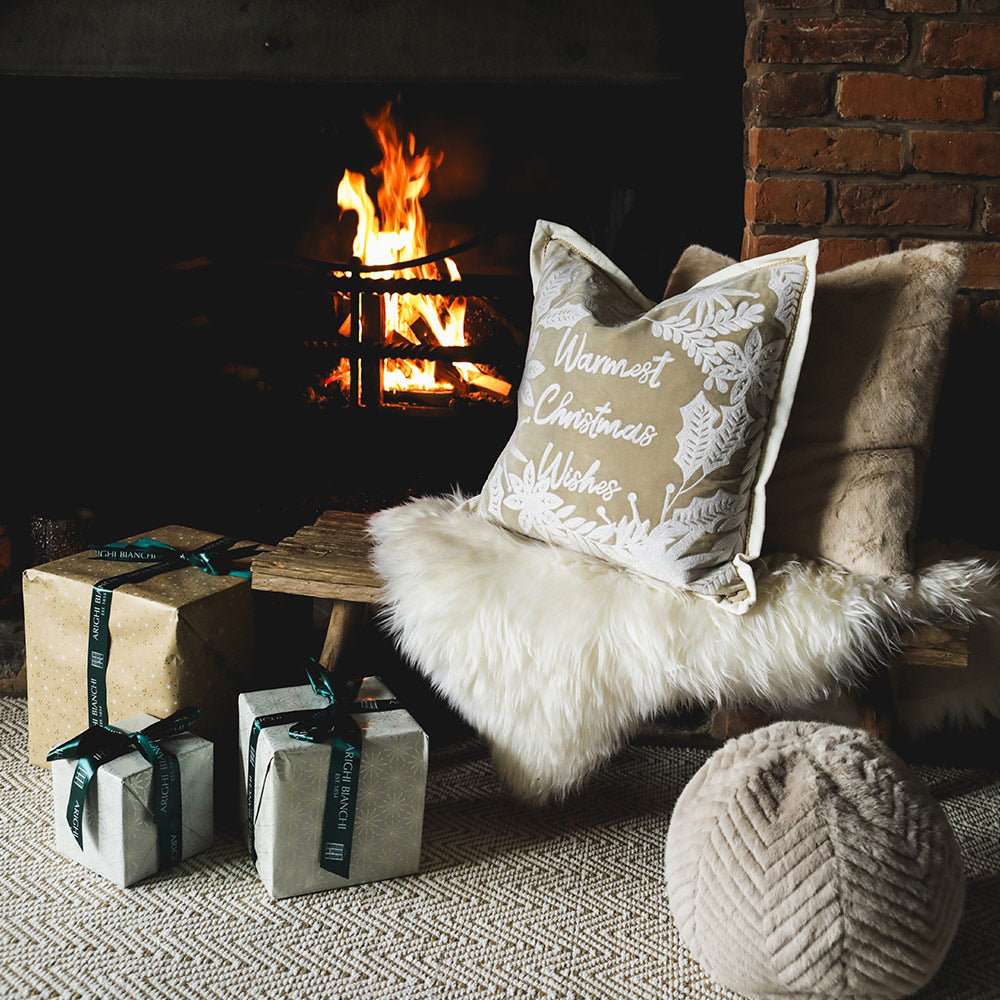 Winter Warmest Wishes Embroidered Cushion