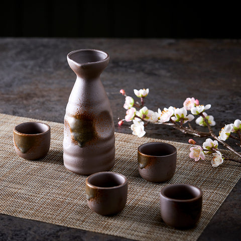 Heritage Glazed Sake Set – Bottle & 4 Cups