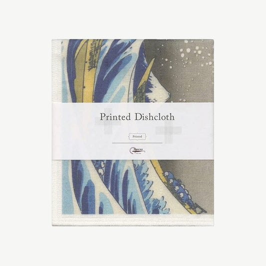 Printed Japanese Dishcloth - the Great Wave By Hokusai